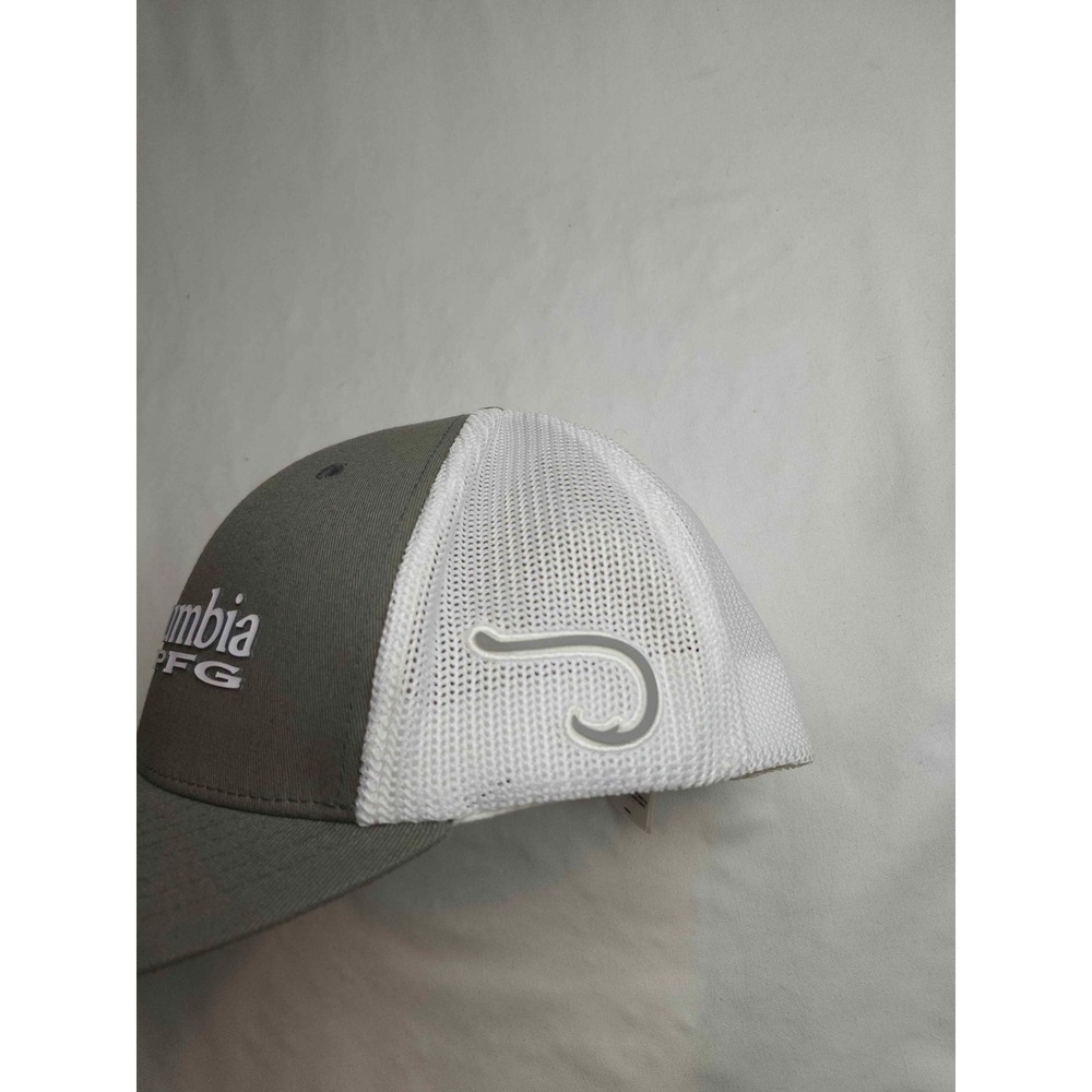Columbia PFG Mesh Back Fishing Hat Gray White S/M Unisex Performance Cap - Picture 2 of 6